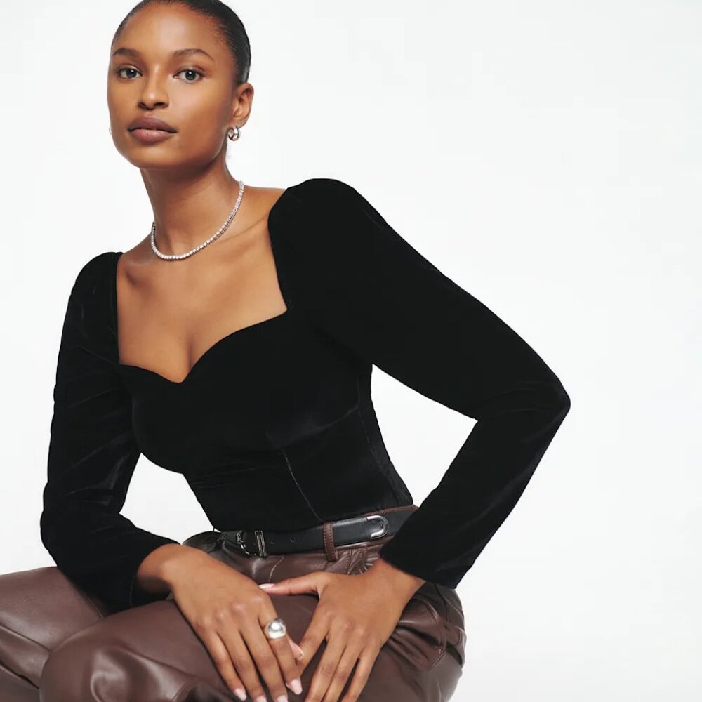 Reformation Black Long Sleeve Top